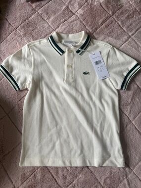 Lacoste Cream Polo with Green Trim